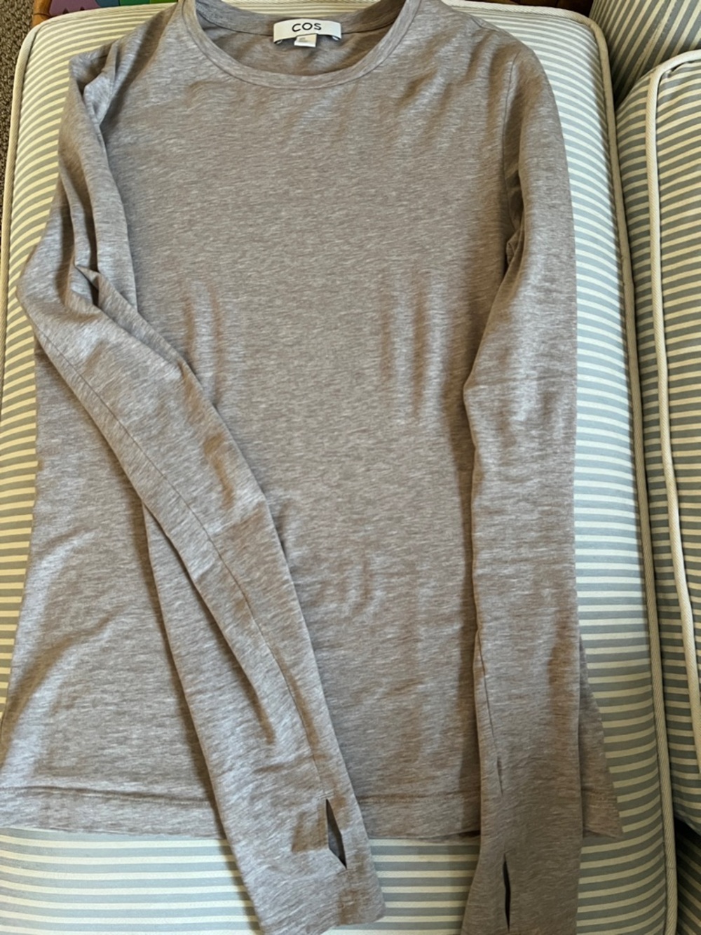 COS Women's Crewneck Long-Sleeve T-shirt— Light Heather Taupe